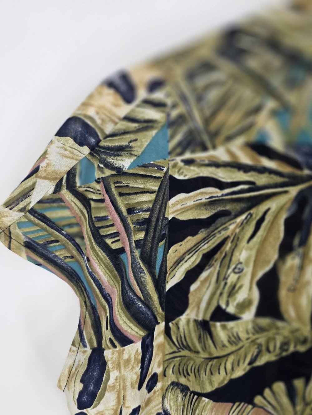 Vintage Le Caviar Tropical Palm Leaf Faux Wrap Blouse Women's M Resort Coastal - Picture 9 of 14